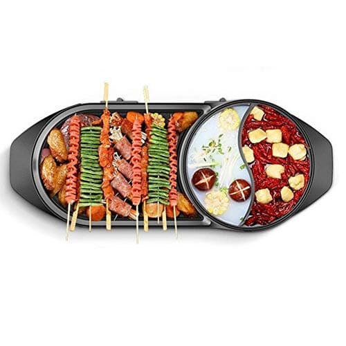 Dual Use Electric Grill BBQ Shabu Hot Pot Multipurpose One-Piece Pot Smokeless Infrared Non-Stick Adjustable Temperature Bakeware,62Cm29Cm12Cm