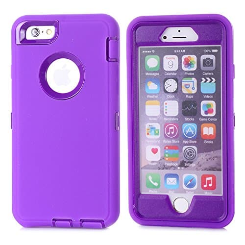 IIYBC Hybrid Heavy Duty Plastic Bumper Soft Silcone Case Cover For Apple iPhone 6s & iPhone 6 4.7" (Purple)