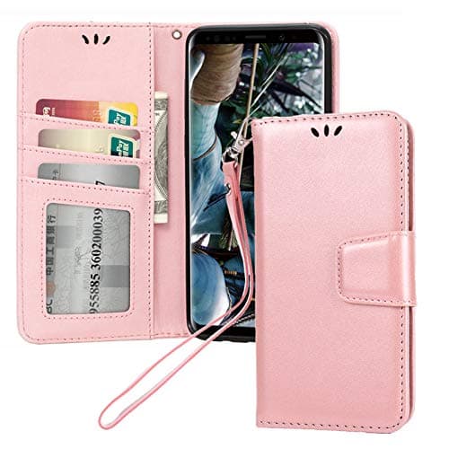 Galaxy A7 2018 Case,Wallet Case Stand Kickstand Credit Card Slots Holders Cover PU Leather Case for Samsung Galaxy A7 2018 (Rose Gold)