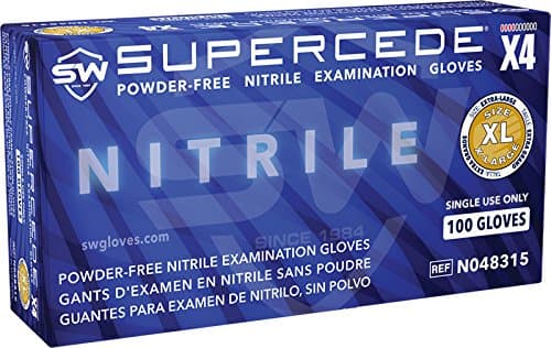 SUPERCEDE X4 Nitrile Exam Gloves, Size X-Large, Box of 100