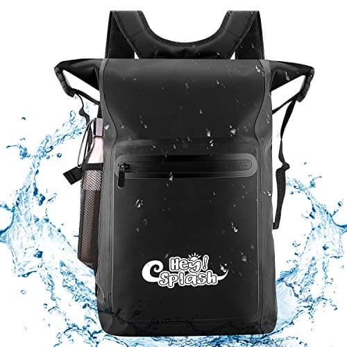 HeySplash Waterproof Backpack Rucksack 25L, Heavy Duty Floating Dry Bag with Shoulder Straps & Front-Zippered Pocket for Kayaking, Rafting, Boating, Fishing, Swimming, Camping, Hiking, Beach