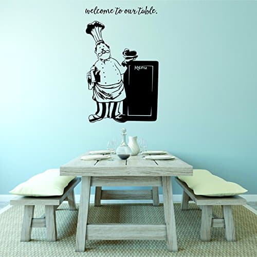 Kitchen: Chef with Tall Hat and Menu (4) 12"x18" | Vinyl Wall Decal