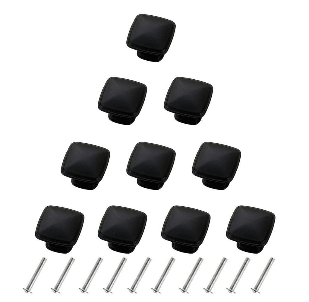 Youkap 10pcs Cabinet Drawer Handle Pull, Square Cabinet Door Knobs for Cupboard Drawer Wardrobe of Kitchen Bedroom Furniture, Aluminum Alloy, Black