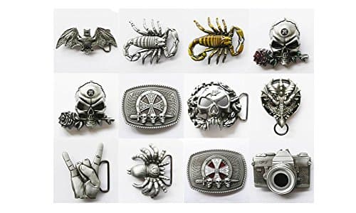 12 Pcs Shown As Picture Original Celtic Shield Skull Sword Celtic Shield Skull Sword 3D Sculpting Camera Skull With Motorcycle Chains Dragon Western 3D Sculpting Finger Hand Original Skull With Rose Flower Skull With Rose Flower Scorpion Yellow Enamel Scorpion Bat Spider Belt Buckle