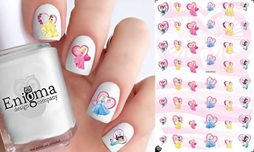 Princess Valentine's Day (Clear Water-Slide Nail Decals)