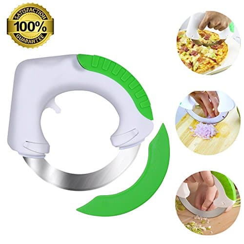 ANIKUV Circular Rolling Knife - Stainless Steel Multi Purpose Cutting Tool - FAST & EASY for cutting Pizza, Meat, Vegetables & Salad