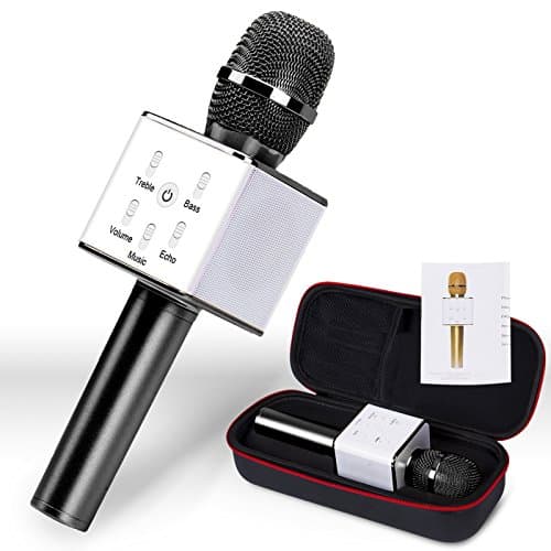 Portable Karaoke Wireless Microphone with Speaker Mic KTV Machine for Singing and Recording with Built-in Bluetooth Speakers and AUX Compatible with iPhone, Android and Smartphones