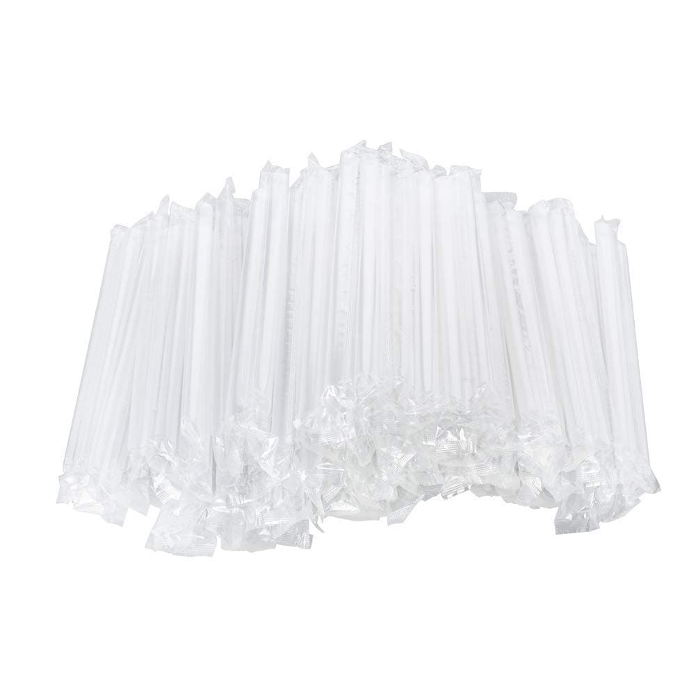 OTOR Jumbo Plastic Drinking Straws Individually Wrapped, Clear, 7.9 Inch long, Pack of 100