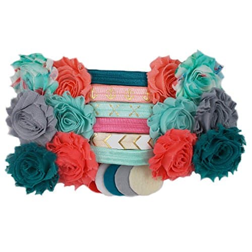 Coral Reef - Mini DIY Headband Kit - Makes 12 Single or 6 Double Headbands - Baby Shower Headband Station - Fashion Headbands for Birthday Party & Baby Shower Games