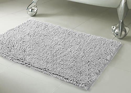 Resort Collection Plush Shag Chenille 17 x 24" Bath Mat, Light Grey