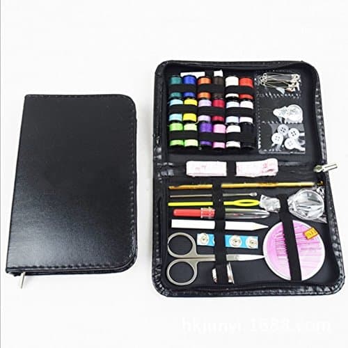 Sewing Kit Supplies -Adoon Mini Sewing Kit For Travel With Thimble,Scissors,Thread,Tape Measure,Needles,Carrying Case And Accessories(Black)