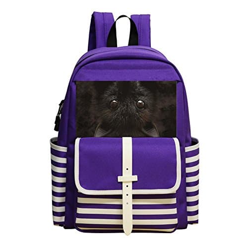 Small School Backpack For Kindergarten Unisex Children,Print Bat Head,Purple