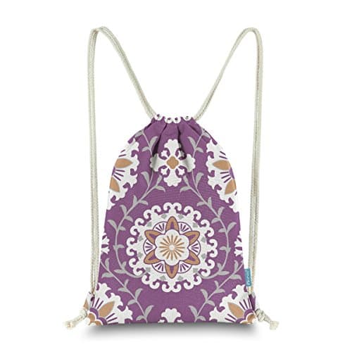 Drawstring Backpack Gym Sack Pack Dahlia Style Floral Sinch Sack Canvas String Bag Beach Cinch Pack For Men & Women 13 X 18 Inches Lilac Purple