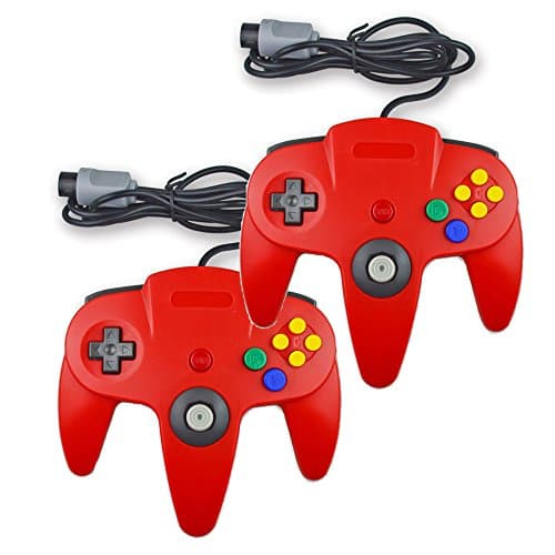Pomilan 2 Packs Classic Retro Wired Controllers For N64(Red and Red)
