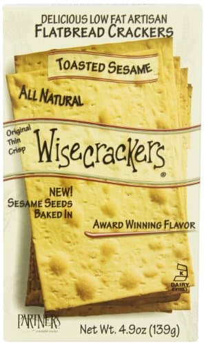 Partners Wisecrackers Low Fat Flatbread Style Crackers, Toasted Sesame, 4.9 -Ounce Boxes (Pack of 6)