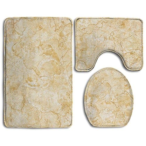 Fallake Bath Mat, 3 Piece Bathroom Rug Set Yellow Marble Print Nonslip Bathroom Rug, Soft Bathroom Mat, Dustproof Toilet Cover For Men Women Kids, Bathroom Rugs, Bathroom Accessories