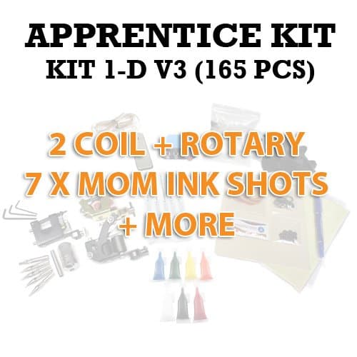 165 Piece 2-Coils+Rotary Tattoo Stainless Apprentice Kit 1-D v3