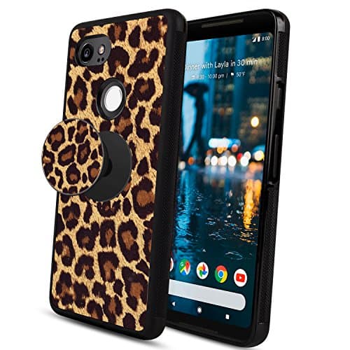Leopard Google Pixel 2 XL Case, Unique Design TPU Hybrid Shockproof Drop Protector Phone Case with Pop Grip Mount for Pixel 2 XL - Leopard 01