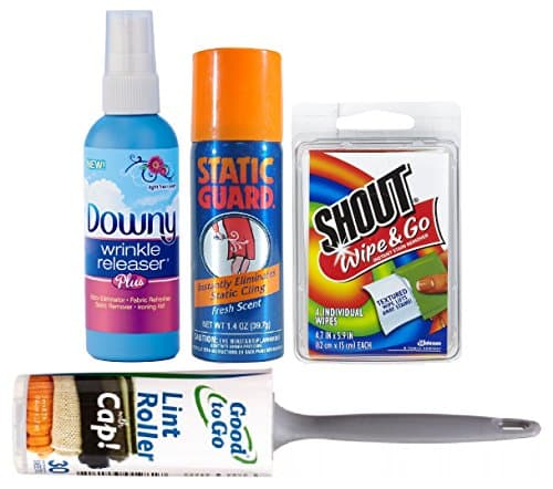 Wardrobe Laundry Travel Essentials Pack (Static Guard, Downy Wrinkle Releaser and Shout Wipes)