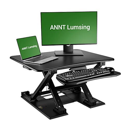 ANNT Lumsing Standing Desk Height Adjustable Stand up Riser Laptop Computer Desk 31" Platform Ergonomic Elevating Desktop Fits Dual Monitor with Keyboard Tray