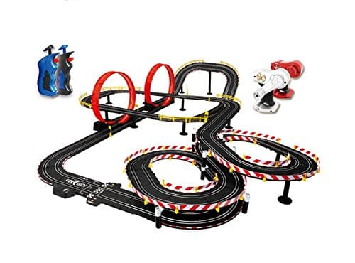 DLPJ Creative toy 14.2 M Large Track Racing Set Slot Car Racing Game Track Set (2 die cast cars+2 manual handles + 2 RC handles)
