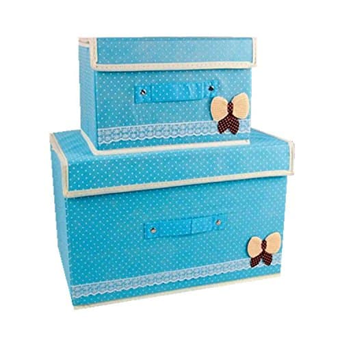 Larger&Small Multifunction Foldable Storage Containers,Convenient Cubes Basket Storage Bin with Lid for Clothing,sock,underwear,Toys,Books,Art,Craft supplies ect (bule)