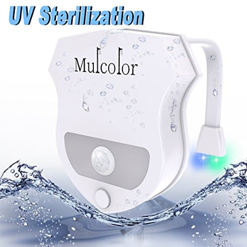 Toilet Light, Mulcolor Auto Motion Sensor Light Night Light with UV Sterilization, Two Modes with 16 Color Changing, Motion Activated in Darkness Only