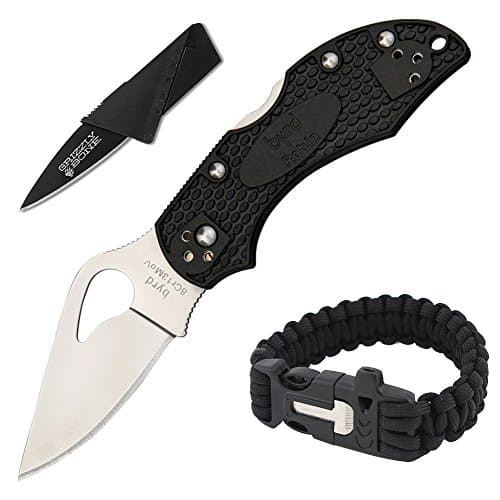 New Combo Pack Spyderco Byrd Robin2 Lightweight Self Defense Weapon & Ultimate Survival Tool for Zombie Apocalypse Survival Kit w/ Free 550 Paracord Bracelet & Credit Card Knife Survival Life
