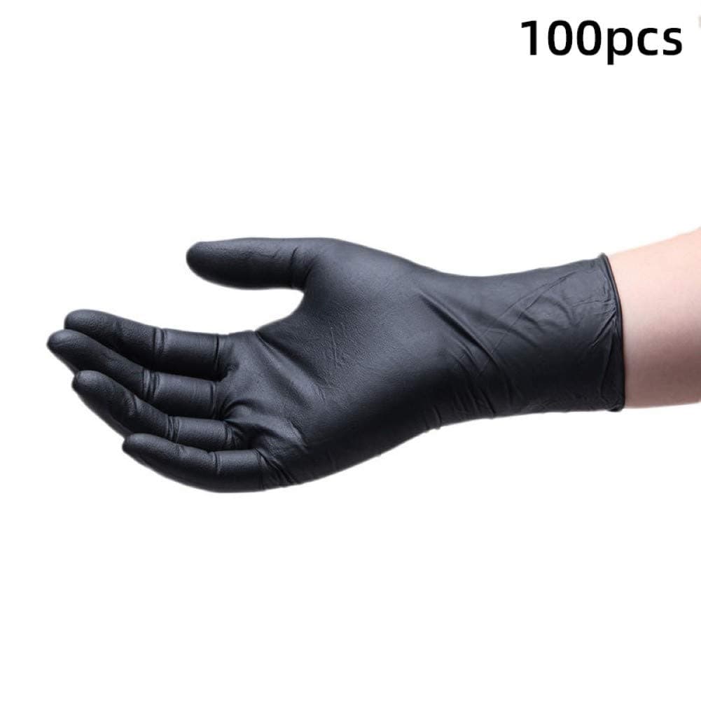 xmke96 100Pcs Disposable Protective Gloves Nitrile Inspection Isolation Pollution Source Gloves Disposable Oil-Proof Cleaning Sanitary Gloves Car Maintenance Work Gloves Black S