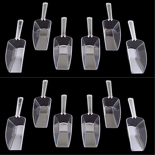 12pcs Small Clear Scoops Acrylic Plastic Wedding Kitchen Bridal Party Ice Cream Favor Bar Protein Powders Buffet Dessert Coffee Tea Candy