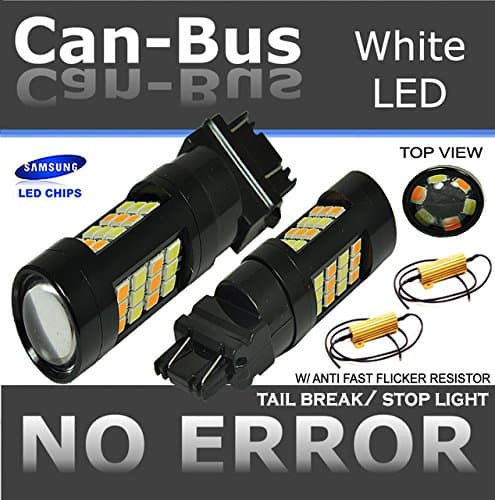 ICBEAMER Super Bright White Amber Dual Color Switchback 3157 3155 3057 3457 4157 42SMD LED Bulbs for Car Front Turn Signal Parking Lights with Projector replacement, White/Amber (Pack of 2)