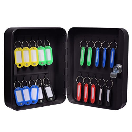 20 Hook Key Box Metal Safe w/Tag Case Cabinet Wall Mount Home Car Lock Storage