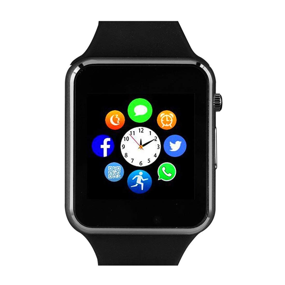 Smart Watch, Smartwatch with SD Card Touch Screen Call Text Message SNS Sync SIM Card Slot Camera Pedometer Music Player Alarm Compatible with Android and IPhone (Partial Functions) for Men Women Teen