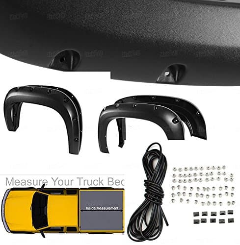 EZ Auto For 15-17 Chevy Colorado 5ft (62.7") Bed Only (Fleetside Models ONLY) | Textured Matte Black Pocket Bolt-Riveted Style Fender Flare Set, 4 Pcs