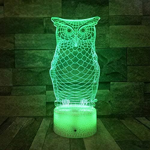 Owl Animal 3D Night Light 7 Colors Change LED Desk Table Lamp Art Home Child Bedroom Sleeping Lighting Bluetooth Speaker Base