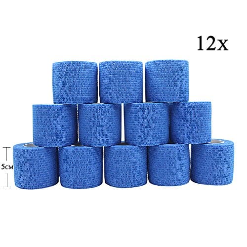 STpro 2 Inches x 5 Yards 12 Pack Self-Adhesive Bandage Vet Wrap Bandage Self Adherent Cohesive Bandage Vet Tape,Blue