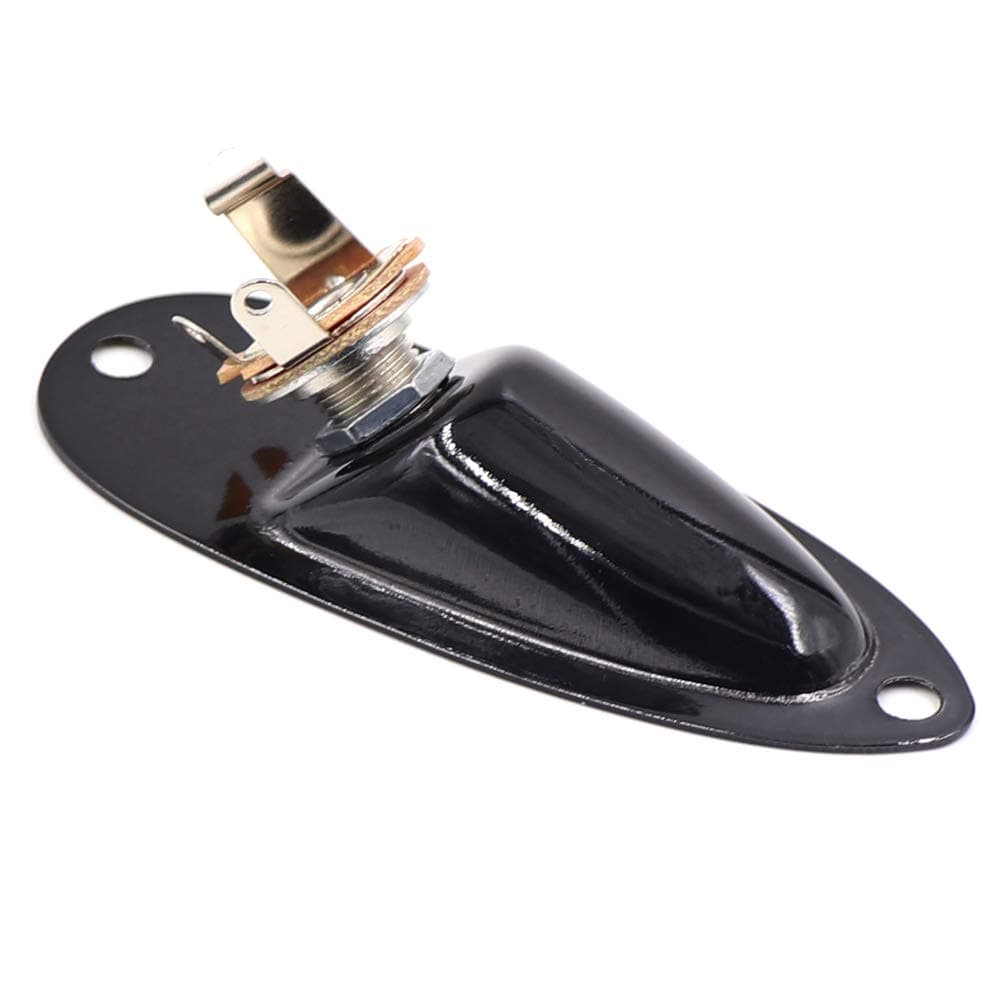 Guitar Loaded Jack Socket Plate with Screws Boat Style Output Jacks for Electric Guitar Replacement Parts (Black)