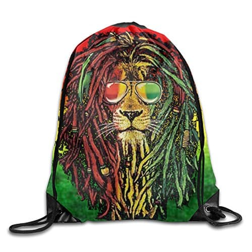 Rasta Lion Cool Unisex Drawstring Backpack Travel Sports Bag Drawstring Beam Port Backpack.