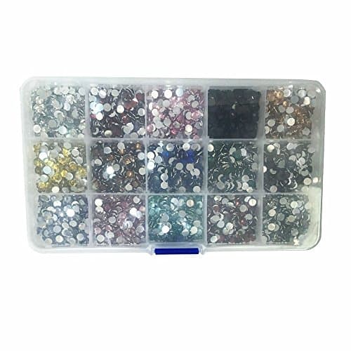 Vanka 3000pcs 2mm/3mm/4mm/5mm Flatback Clear Crystal Rhinestones 15colors with 15 slots Plastic Adjustable Jewelry Storage Box for DIY Nail Art Manicure, Bags, Garment, Shoes, Cell Phone (4mm)