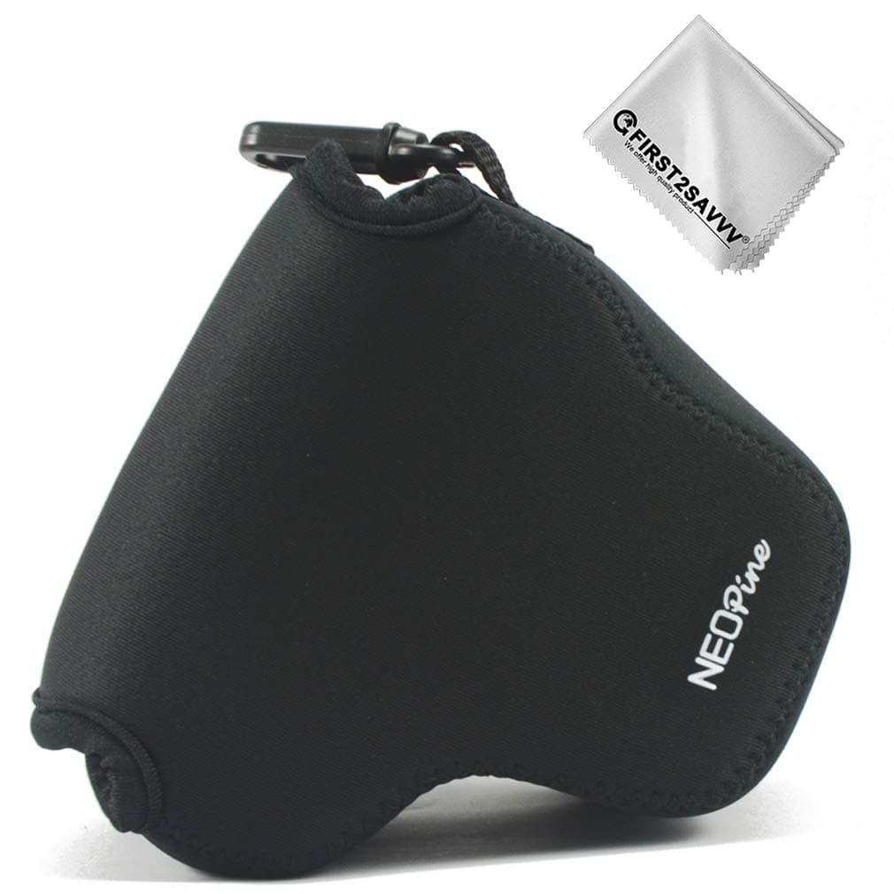 First2savvv Neoprene Camera Case Bag for Canon EOS M100 M10 with 15-45mm Lens + Cleaning cloth QSL-EOS M100-01