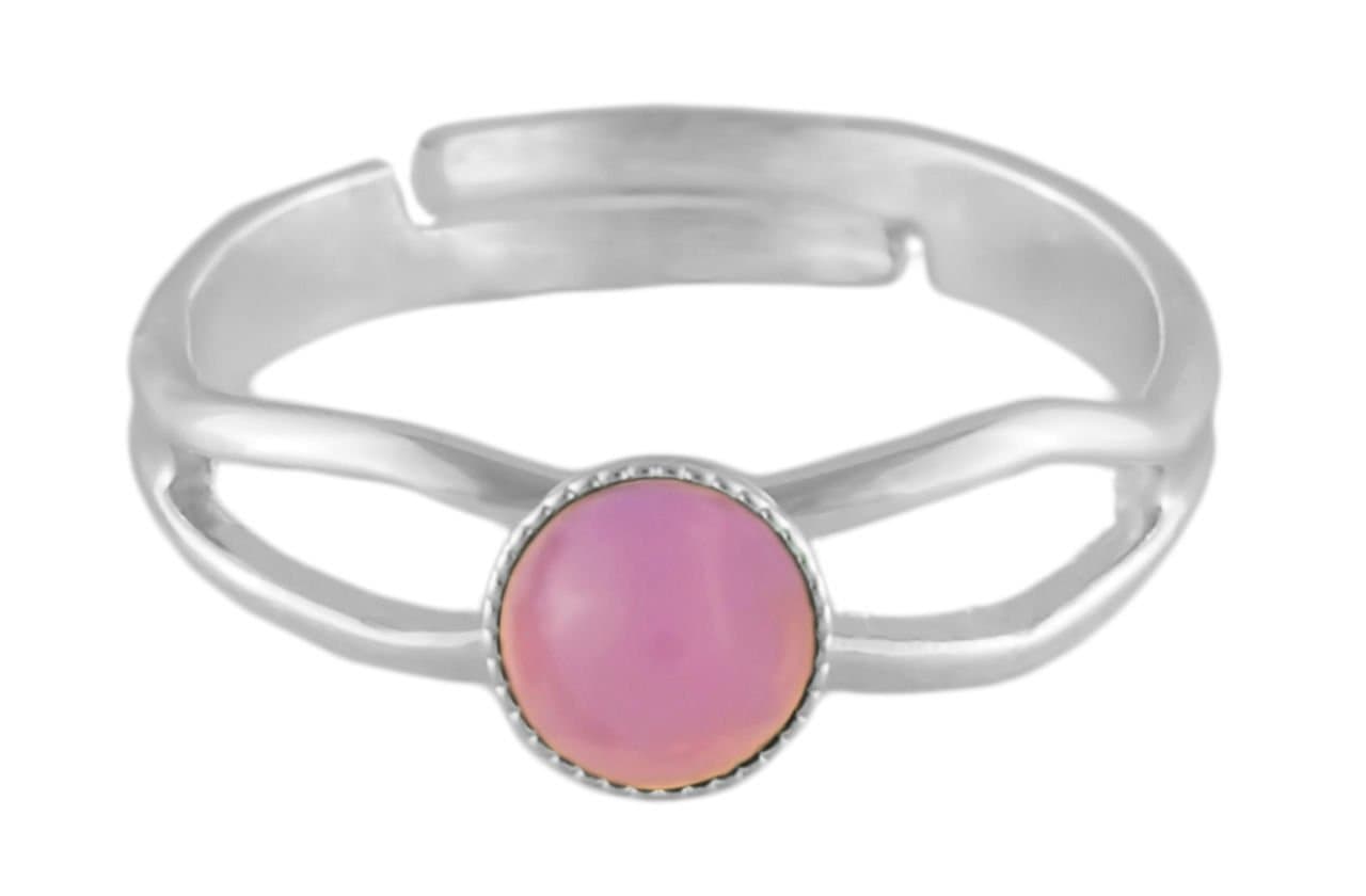 Rings 925 Silver Plated Minimalist Adjustable Universal Size Round 5mm Opal Valentine Pink Czech Glass Stone Handmade BohemStyle