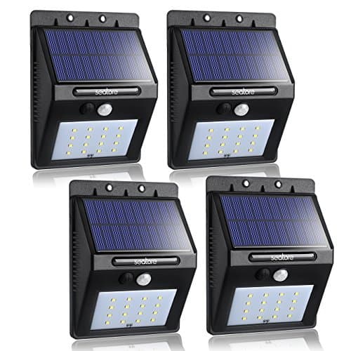 Seatore Solar Lights, 16 LED Waterproof Wireless Solar Motion Sensor Lights Outdoor for Patio, Deck, Yard, Garden, 4-Pack