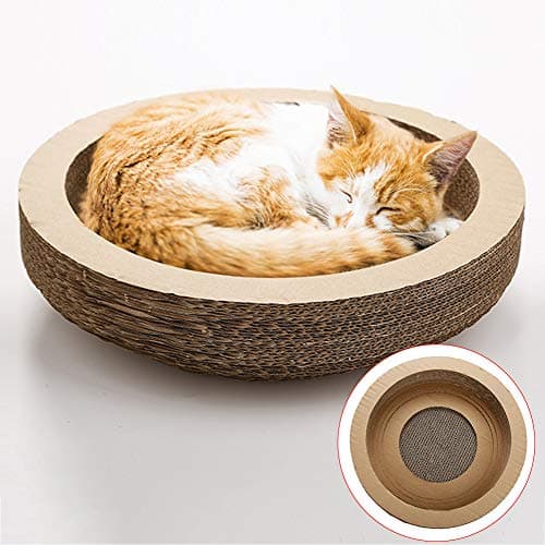 Danigrefinb Cat Toys Interactive, Cat Kitten Scratch Pad Board Bowl Corrugated Card Pet Rest Nest Claw Care Toy
