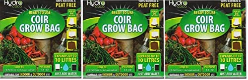 3 x Hydro coco - Ready to use Coir Grow Bag - Expands up to 10L - For Inddors & Outdoors