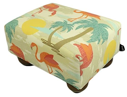 Flamingo Isle Upholstered Fabric Footstool Ottoman