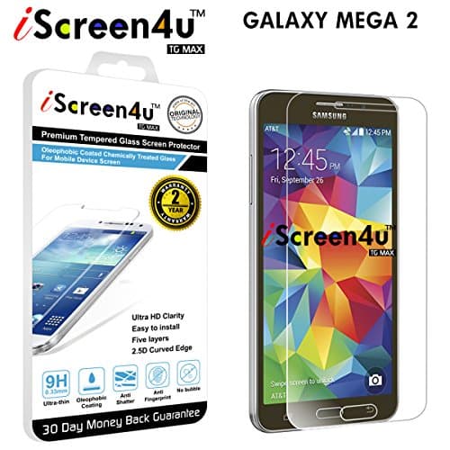 Galaxy Mega 2 Screen Protector - iScreen4u TG MAX 2.5D Rounded Edge 0.33mm Ultra-thin Tempered Glass Screen Protector with a 2-year limited warranty (Samsung - Galaxy Mega 2)