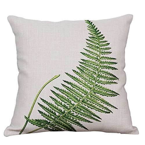 YeeJu Green Leaf Decorative Throw Pillow Covers Cotton Linen Square Cushion Covers Tropical Plants Outdoor Couch Sofa Home Pillow Covers 16x16 Inch