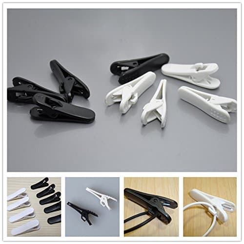 5/20/50/100Pc Black/White Plastic Headphone Earphone Headset Mount cable tidy Wire Cord Clip Nip aligator clamp Organizer Holder - Clips onto your clothing Shirt Lapel to keep cord in place For MP3 / MP4 / Ipod Cell phone Earphone Mic Supply Accessories Wholesale (100Pc Earphone Cord Clip)