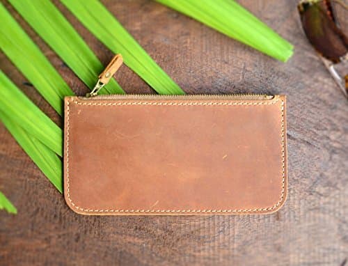 Handmade Distressed Leather Pouch, Handmade Leather Clutch, Phone Pouch, Makeup Pouch, Pouch Wallet (Hazelnut Brown)