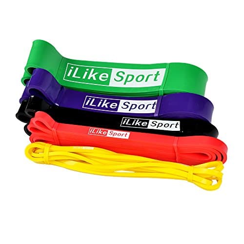Pull Up Assist Bands iLikeSport Stretch Resistance Loop Bands - Indoor Workout Kit from 5 Size For Power Lifting, Pilates & More